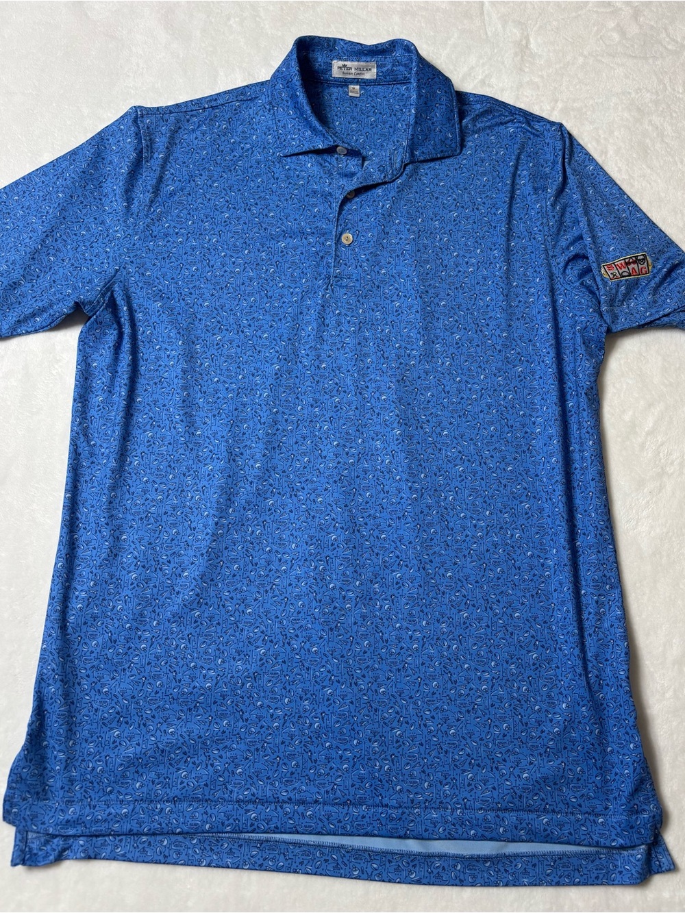 Peter Millar Men’s Royal Blue Micro-sports Pattern Polo